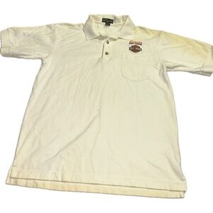 Vintage Orlando Harley Davidson Motorcycles White Polo Shirt Men's Size M